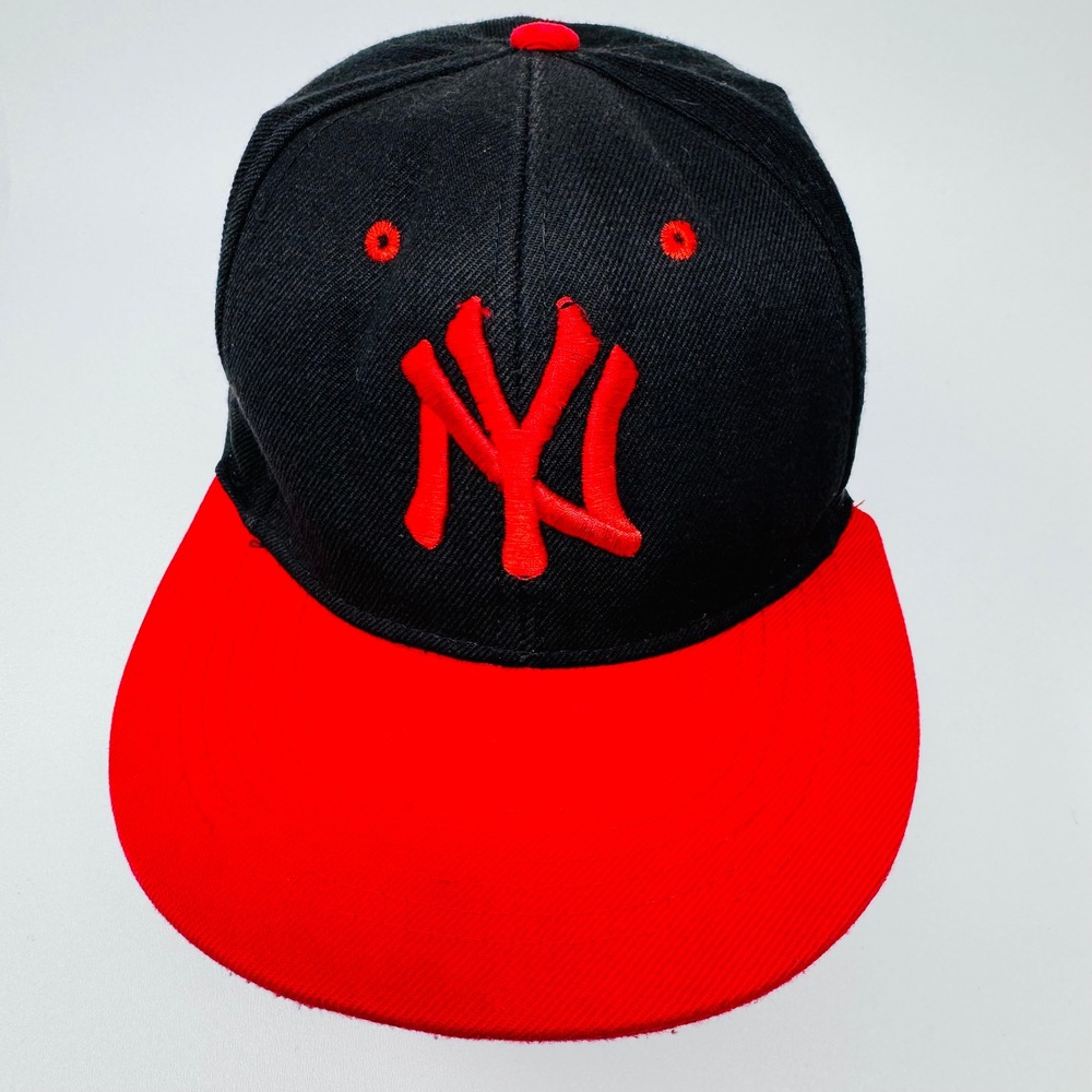 New‎ York Yankees Snapback Hat Black Red Premium Headwear Flat Brim Baseball Cap